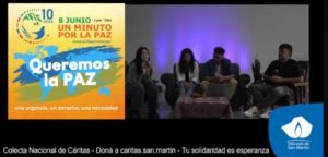 ARGENTINA At the Caritas Annual Appeal streaming, young people from the Diocese of San Martin, Argentina, praying ONE MINUTE FOR PEACE